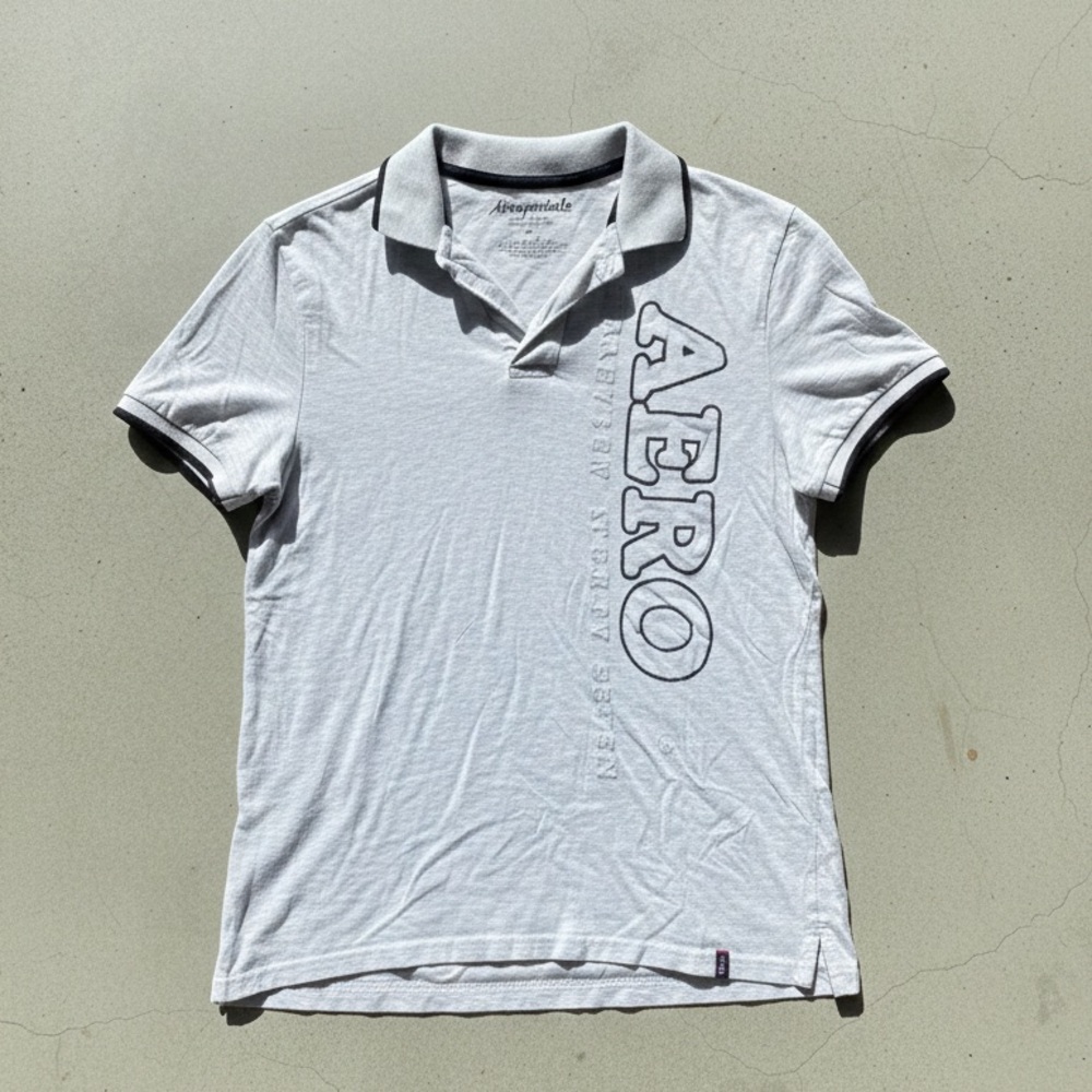 AEROPOSTALE Men’s Vertical Graphic Short Sleeve Polo Shirt
